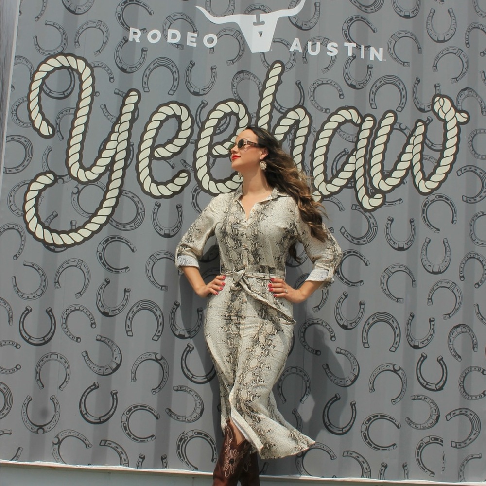 Fashion Nova Snake Print Long Sleeve Dress
